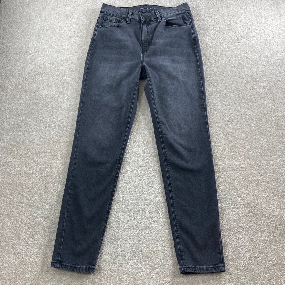 Mott & Bow Mom Jeans Women 28 Gray High Rise Tapered Leg Stretch Denim
